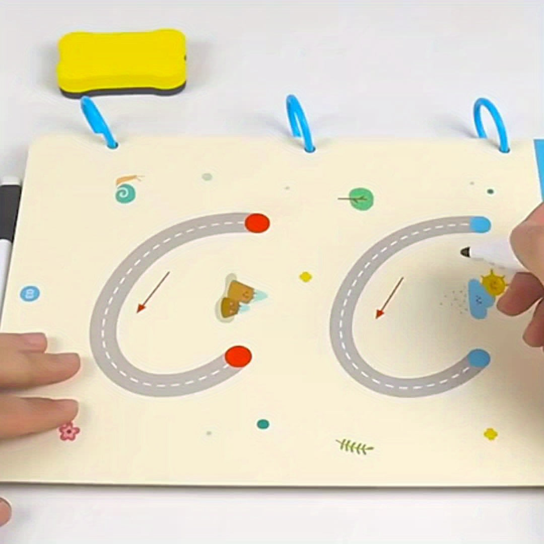 Conjunto de Caderno de Exercícios Mágicos Reutilizável para Crianças, Treino de Controlo da Caneta e Desenho Educativo, com Caneta Apagável e Recargas, Desenvolvimento da Capacidade de Escrita, Educação em Sala de Aula