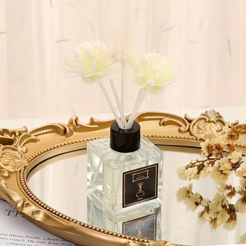 Flameless Reed Diffuser Set - 50ml Essential Oil Fragrance with Dried Flowers, Perfect for All Seasons - Ideal for Bedroom, Living Room & Hotel Decor