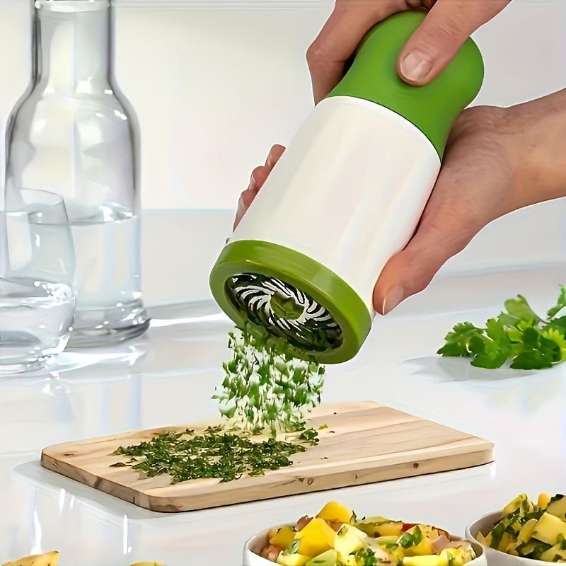 Manual Herb & Vegetable Chopper Grinder - Quick Chopping for Parsley, Cilantro, Carrots, Zucchini - Durable Plastic Kitchen Tool for Home Cooking & Restaurant Use, Sleek Kitchenware | Efficient Chopping