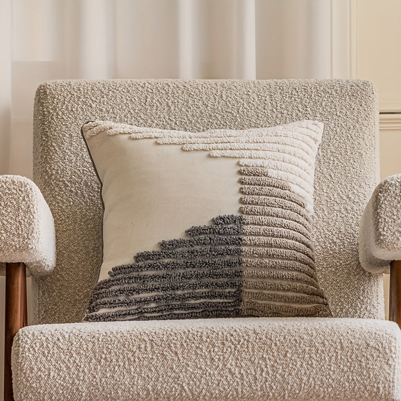 Handmade Textured Throw Pillows - Geometric Design, Soft Faux Fur, And Zipper Closure - Suitable for Sofa, Bed, Or Window Seat