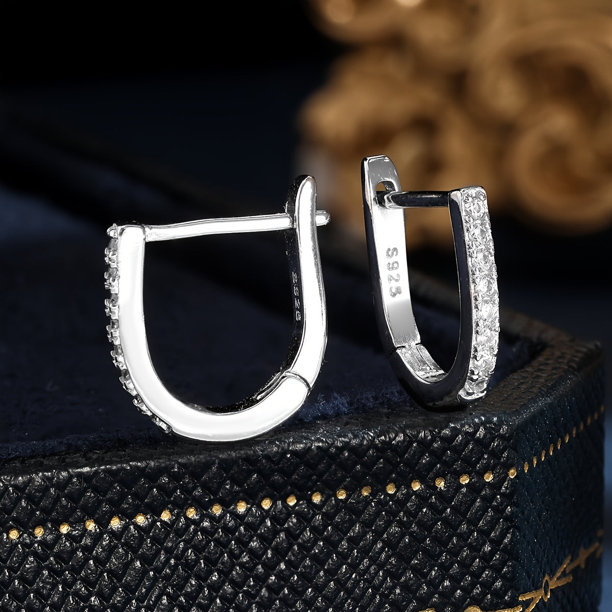 Sterling 925 Silver Jewelry Full Shiny zirconia Decor Hoop Earrings Elegant Minimalist Style Delicate Female Gift