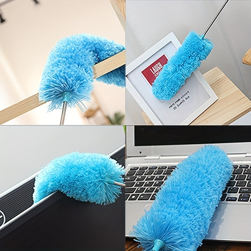 1pc, Stainless Steel Telescopic Fiber Duster - Efficient Dust Removal And Sweeping With PP Wool - Cleaning Tools And Supplies