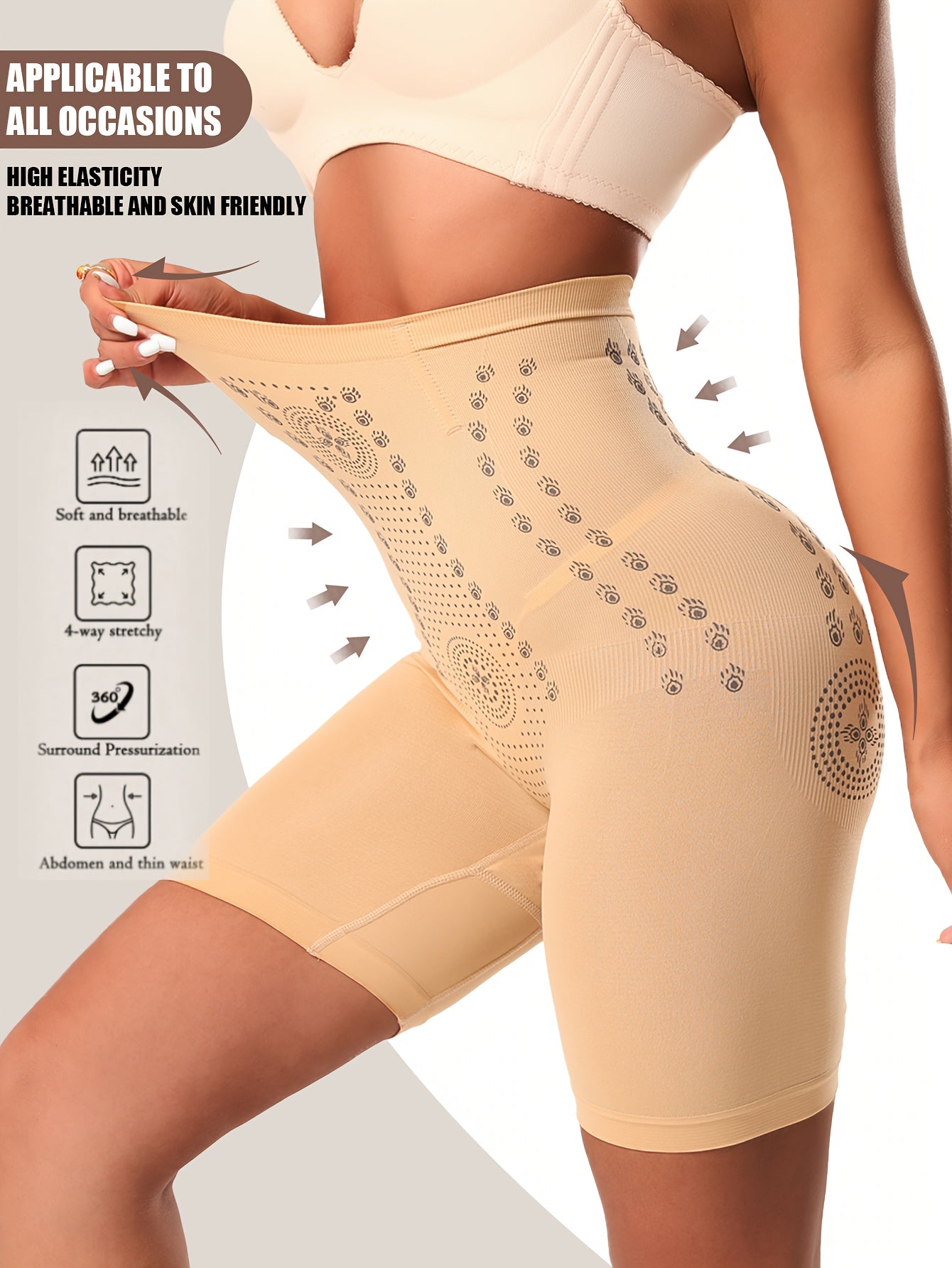 1pc Women's High-Waist Shapewear Waist Trainer Panty - Posture-Correcting Tummy Control Leg Opening, Butt Lift & Abdomen - Multi-Size Options (S-XXL) - Non- Body Shaping Underwear with High & Smooth Texture - Felt Belly Contr