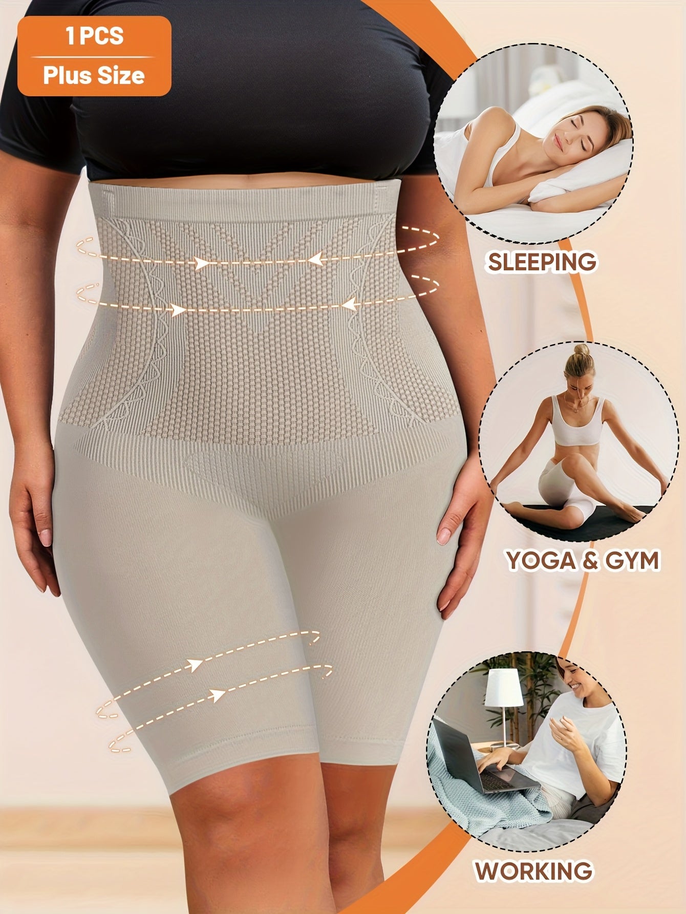 1-Pack MIOTAN Women's Plus Size High-Waisted Seamless Tummy Control Butt-Lifting Briefs - 11XL-5XL, Breathable Mesh Panels, Tummy Control & Body Contouring, Plus Size Shapewear Shorts Underwear, Tummy Control Shapewear, Body