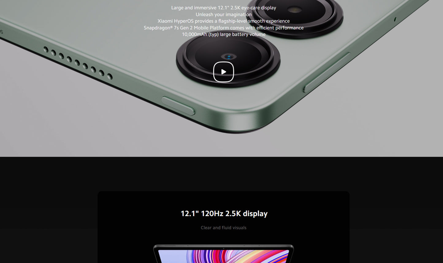 Xiaomi Redmi Pad Pro Tablet 8GB+256GB Charger Noincluded, Snapdragon 7S Gen 2 Octa Core 12.1'' 120Hz Display 10000mAh Battery