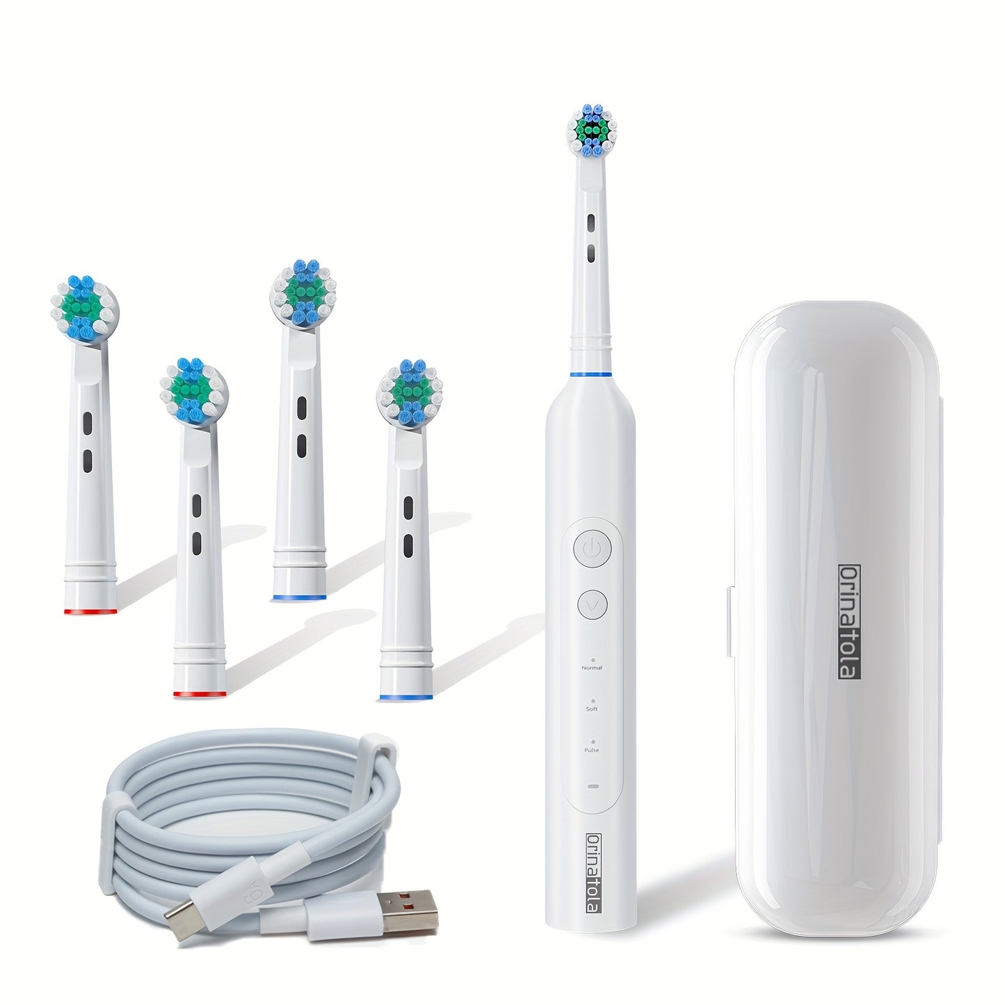 2 Pack Orinatola Electric Toothbrush, 8 Brush Heads, IPX7 Waterproof, 2 Travel Cases, 3 Rotating Cleaning Modes, USB C Fast Charging, 2 Minutes Smart Timer, A Good Gift for Yourself And Your Family, Personal Care Electronics,