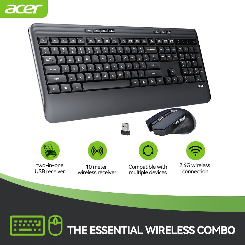 ACER Teclado e Rato Sem Fios com Apoio de Pulso – Preto
