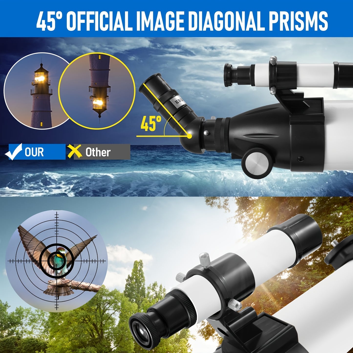 90mm Professional Astronomical Telescope, 90mm Objective Lens, 800mm Focal Length, 675x Magnification Moon Observing Telescope with Tripod - Suitable for Moon, Bird, Planetary Observation - Ideal Christmas And Birthday Gift