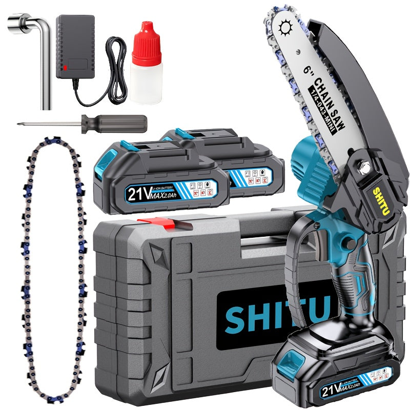 2025 New Cordless Mini Chainsaw, Lightweight and Portable Electric Tree Trimmer, Equipped with Splash Guard, Safety Lock, Rechargeable Battery and Safe Finishing, Can Quickly Cut Tree Branches, Yards, Houses and