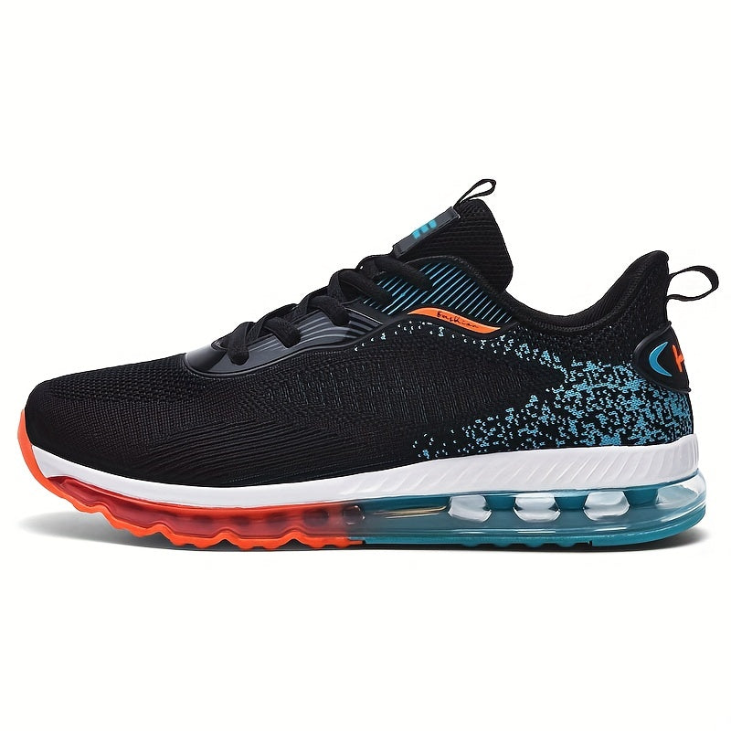 2023 New Men's Running Shoes - Shock-Absorbing Breathable Fabric & PU Cushioning, All-Season Athletic Sneakers with Sport Control Technology, Black Lace-Up Design for Gym, Jogging & Casual Wear