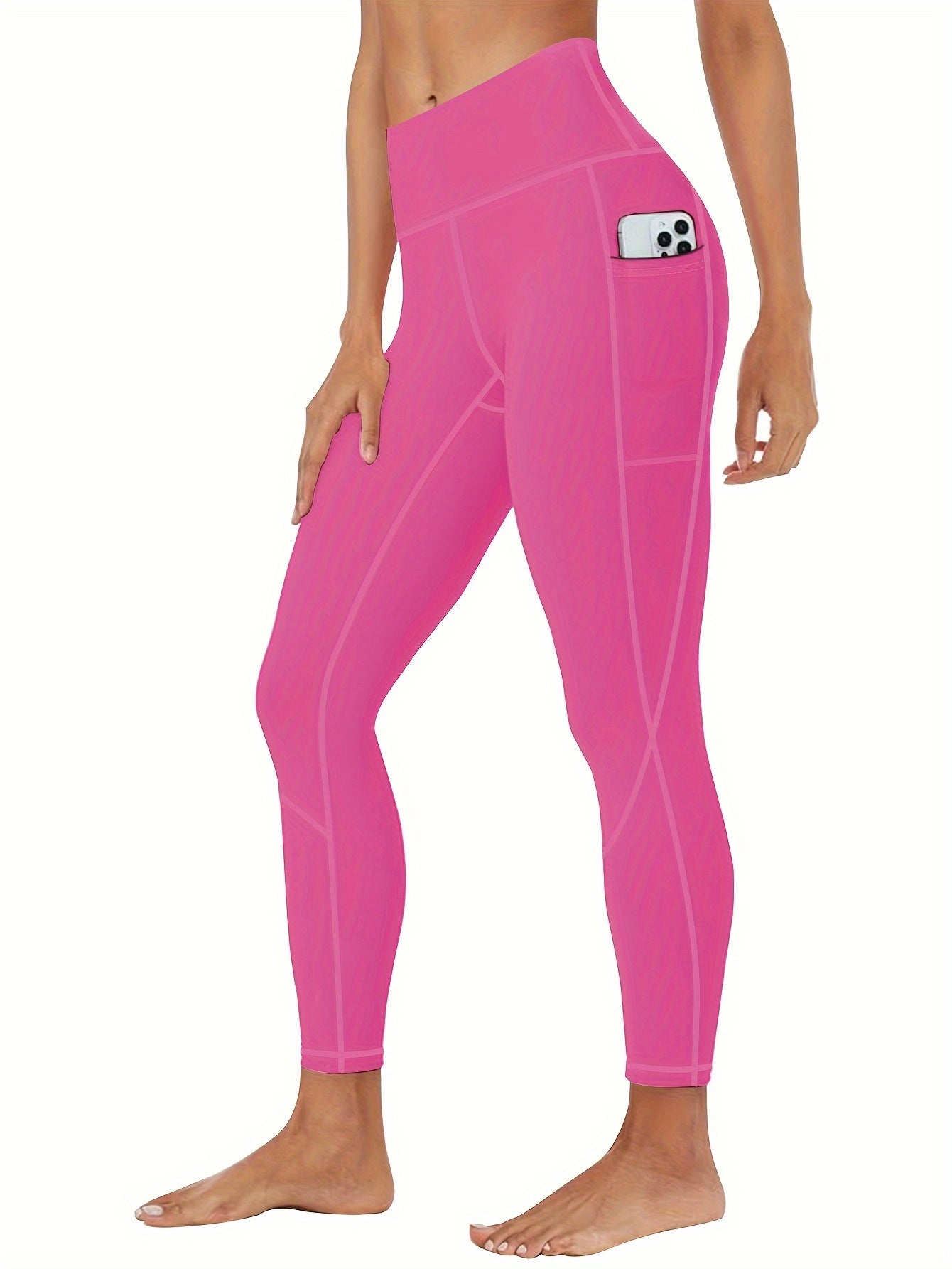 Women's Plus Size Slimming Yoga Leggings with Pockets - High Waist, Breathable & Stretchy Activewear for Running and Fitness
