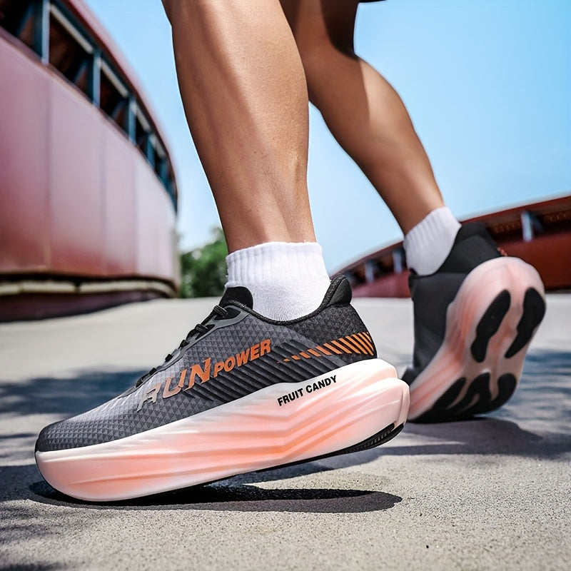 Lightweight breathable running shoes for men - Low-profile stability design with durable rubber outsole for road, trail and gym training - All-season comfort, extended sizes, unisex-friendly (black/orange), Fitness footwear, Sleek Sport