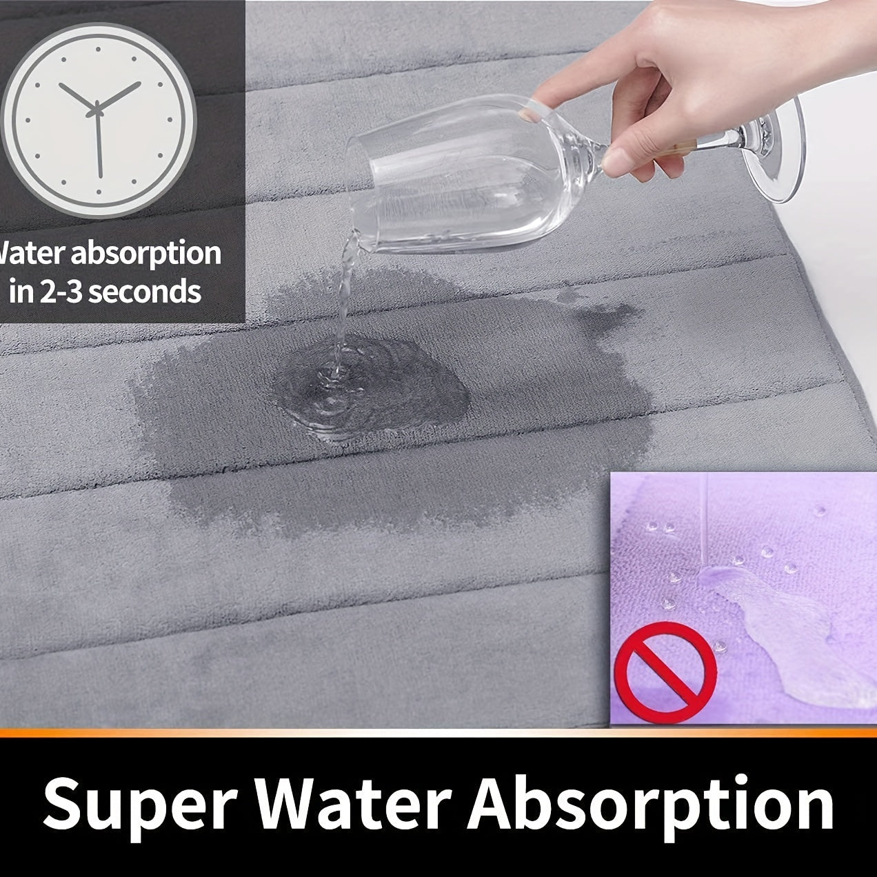 1pc Soft and Comfortable Bathroom Memory Foam Mat with Quick Absorption and Anti-Slip Properties, Bathroom Decor, Bathroom decorations, bath rug, kitchen Area Rugs, Laundry, bedrooom, shower, indoor mat