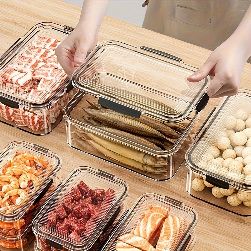 12pcs Stackable Refrigerator Storage Containers with Sealing Lids - High Transparency PET, Reusable & Durable for Fruits, Vegetables, Meats - Ideal for Kitchen, Cabinet & Fridge Organization, Refrigerator Organizers And Stora