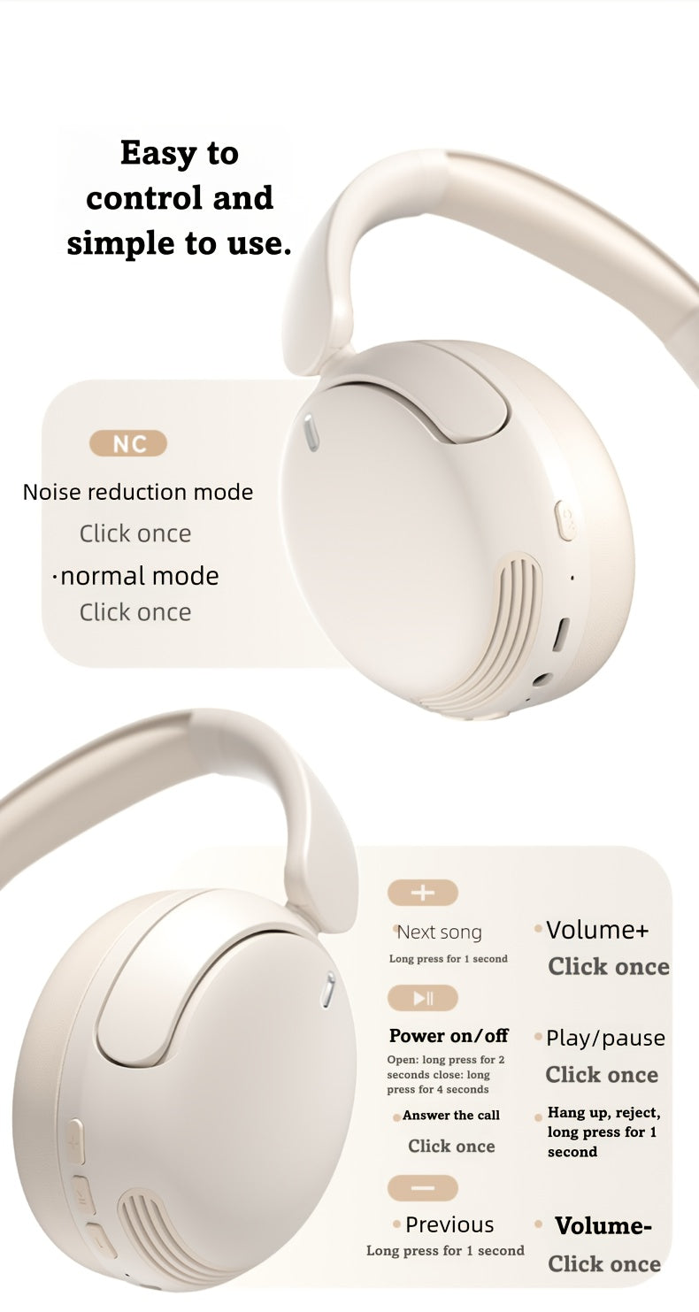 For Philips Wireless Over-Ear Headphones with ANC Noise Cancelling, 35-Hour Playtime, Foldable & Lightweight BT 5.4, USB-C Charging, High-Resolution Audio, Microphone, Heavy Bass - Ideal For Travel, Office, Mobile Phone, Comp