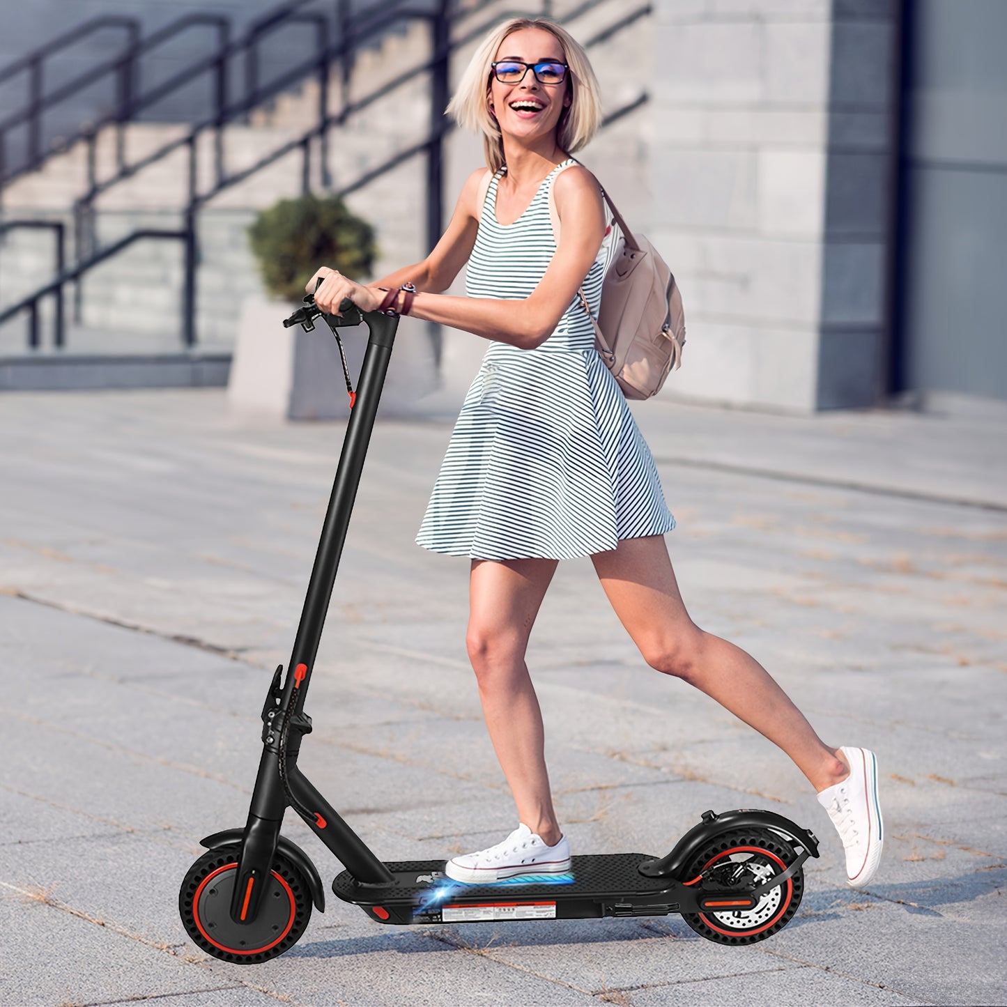 8.5-Inch Adult Electric Scooter, 350W Motor, Foldable Pedal Bike with LED Display And Headlights, 10.4Ah Battery, Maximum Range 21 Miles, Maximum Load Capacity 120Kg, Electric Scooter with Phone Holder And Lock, 3 Speed Modes