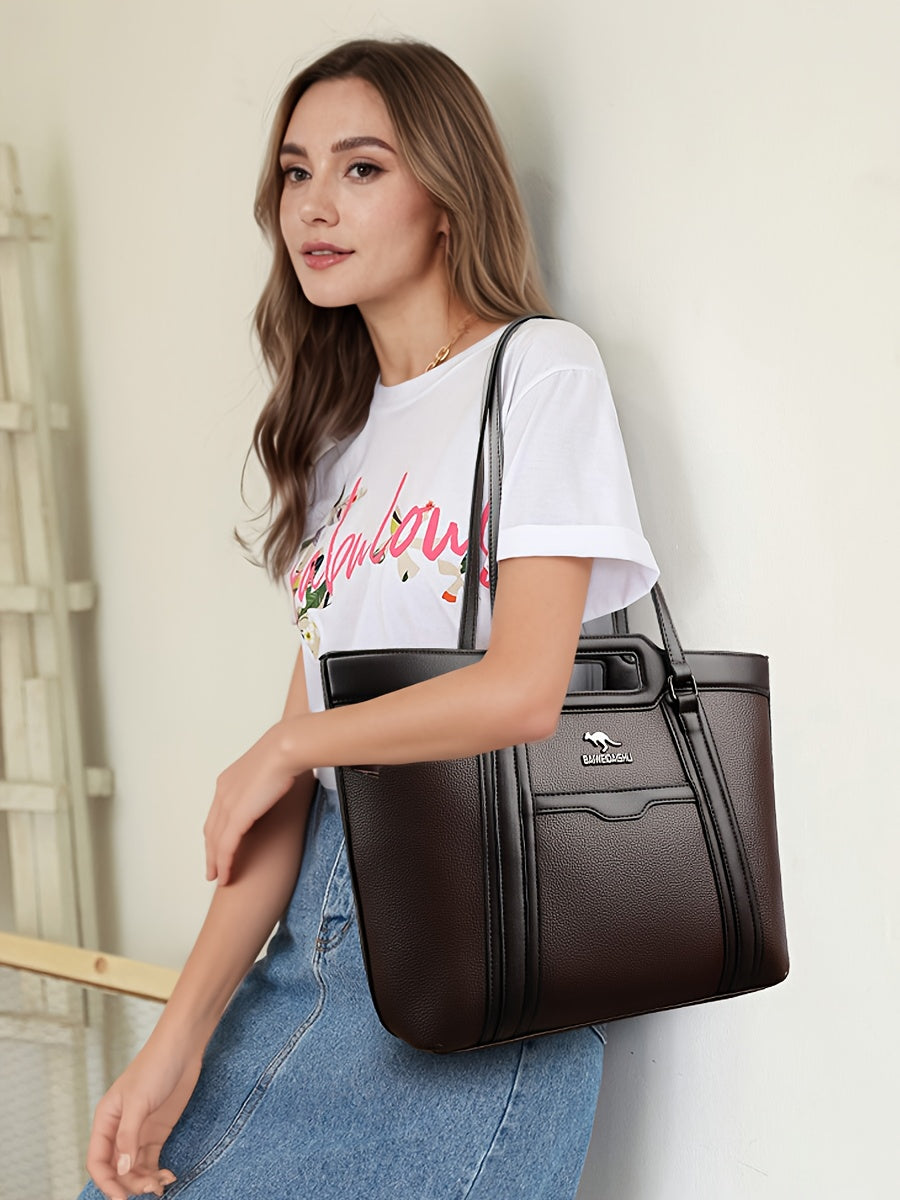 2025 New Women'S Shoulder Tote Bag, Stylish Large Capacity Underarm Bag, Casual Handbag, Soft Shoulder Bag, Women'S Commuter Bag, Made of High-Quality Synthetic, a Bag for Documents, Elegantly Simple Design, Zipper Closure, S