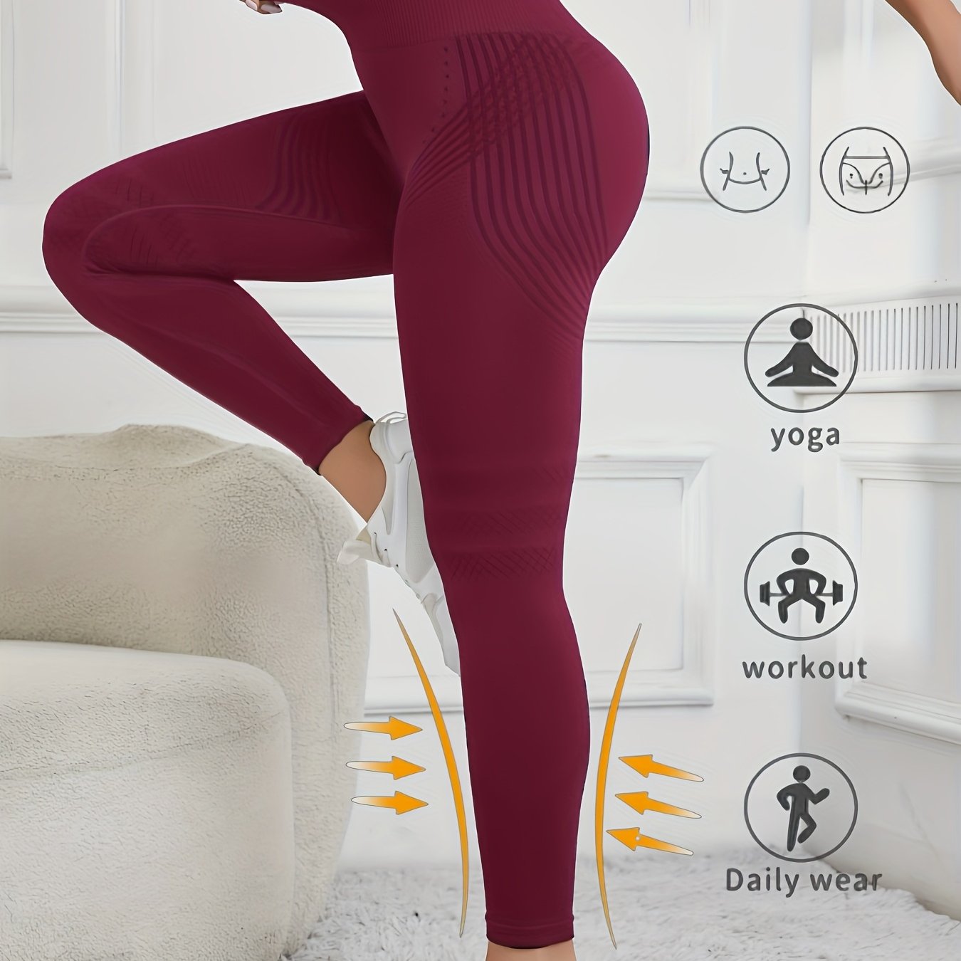 Women'S High-Waist Seamless Yoga Pants - Stretchy, Quick-Dry, and Comfortable for Workouts, Running, and Casual Wear, Featuring Peach Lift Design, Solid Color, High Waist Design, Running Pant