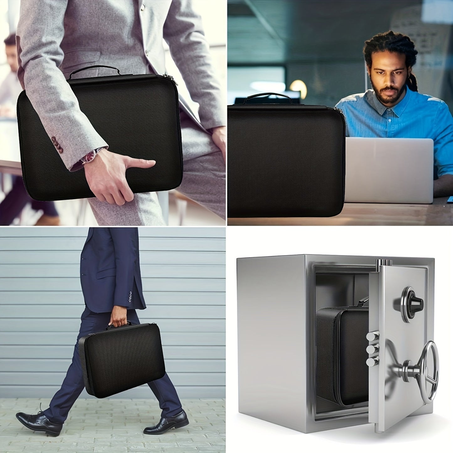 1pc Fireproof & Waterproof File Organizer with Combination Lock - Portable 3-Layer Document Storage Box for Laptop, Certificates, Travel and Home Use - Lightweight Black Office Supplies, File Storage Box, Personal Organizer, Po