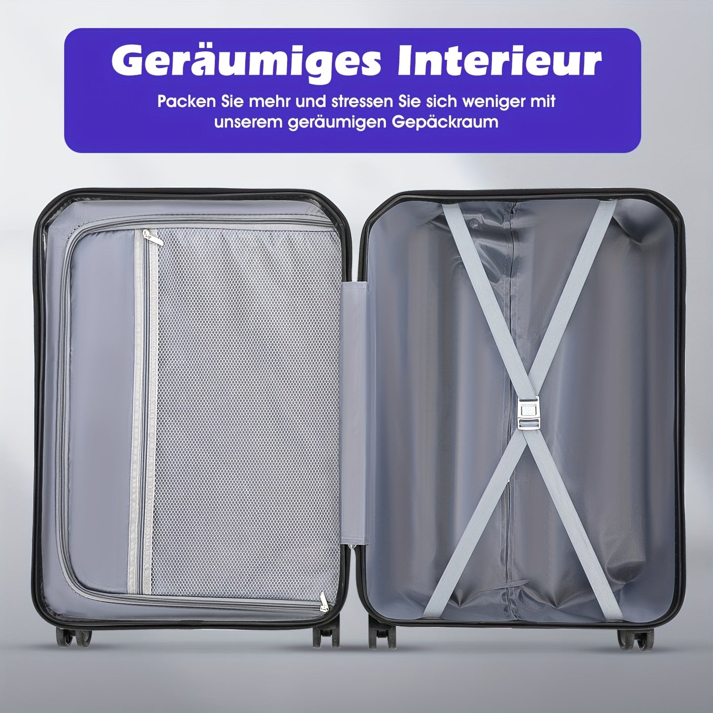 Hardshell Luggage Set Of 4pcs, With 360° Dual Spinner Wheels And Integrated Lock, Carry-on Luggage