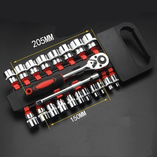 12pcs Carbon Steel Socket Wrench Set, Multi-Functional Bicycle Repair Tool Kit, with Extension Bars and Ratchet Handle for Motorcycle, Car, Boat Maintenance