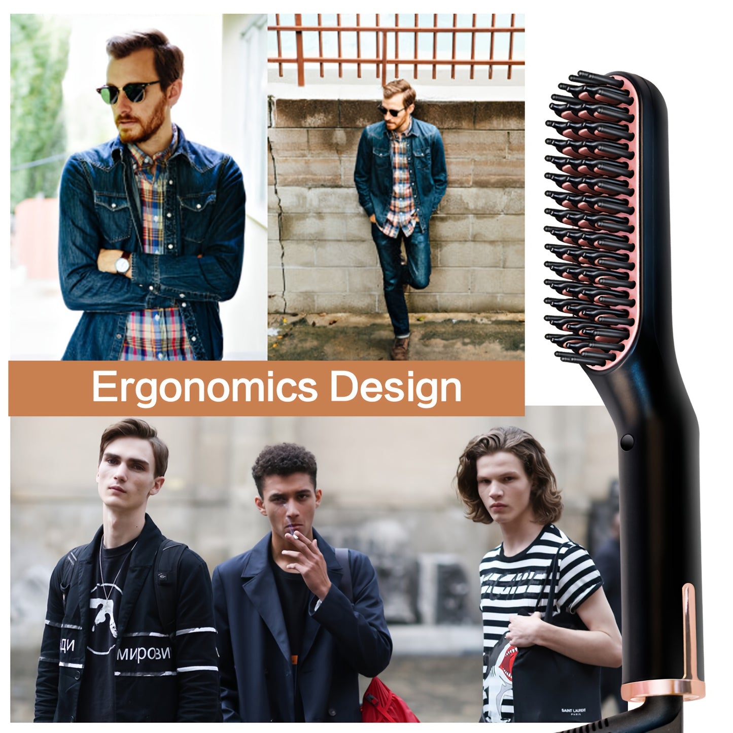 UKLISS Electric Hair Straightener with Fast Technology - 3-in-1 Hair Straightener Brush, 220V Plug & Compact Design for Men & Women, Long & Short Hair, Professional Salon & Home Use, Hair Straightener For Women, Hair Straight