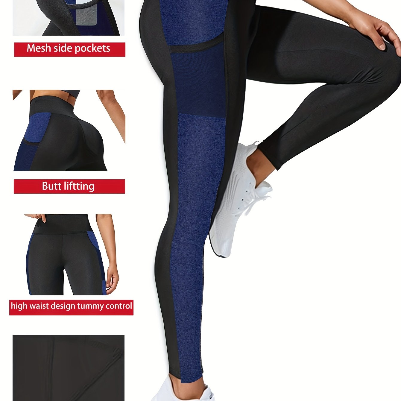 Women'S Plus Size Yoga Leggings with Side Mesh Pockets - High Waist, Stretchy & Breathable for Running, Fitness & Sports Training
