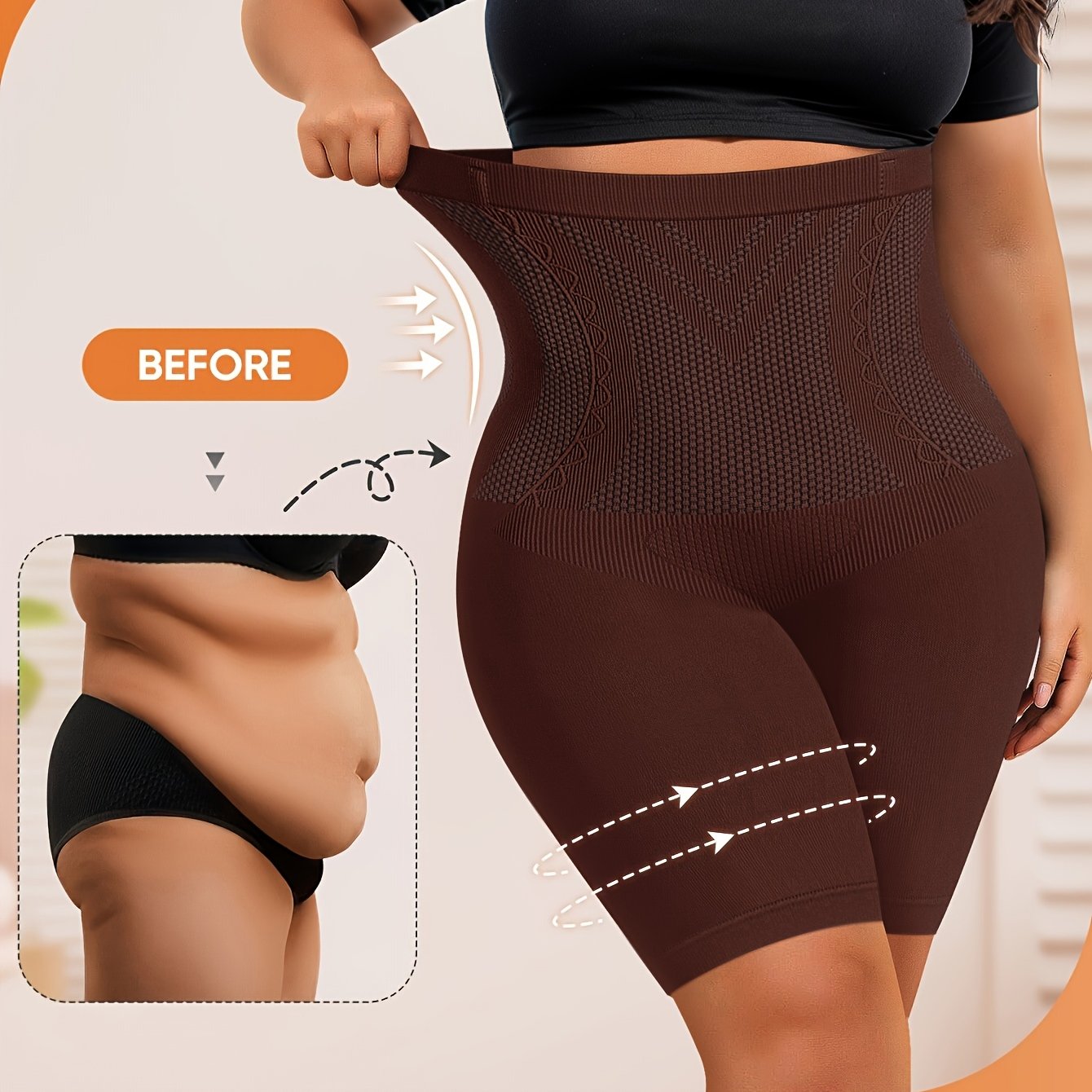 1-Pack MIOTAN Women's Plus Size High-Waisted Seamless Tummy Control Butt-Lifting Briefs - 11XL-5XL, Breathable Mesh Panels, Tummy Control & Body Contouring, Plus Size Shapewear Shorts Underwear, Tummy Control Shapewear, Body