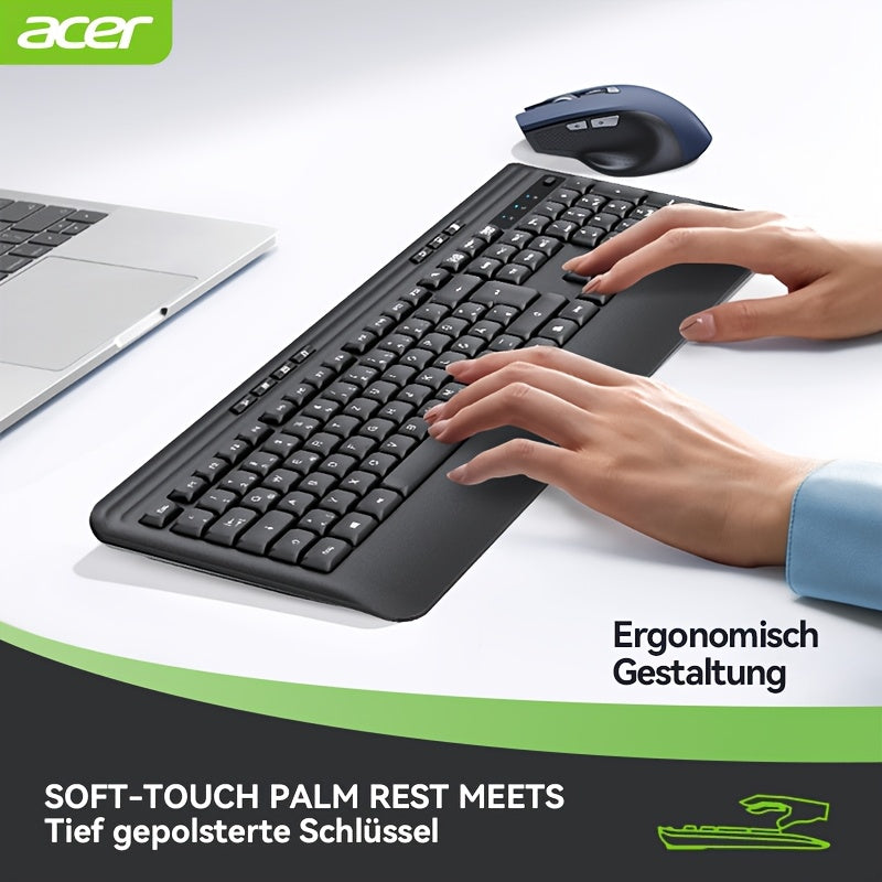 ACER QWERTZ Teclado e Rato Sem Fios com Apoio de Pulso – Preto