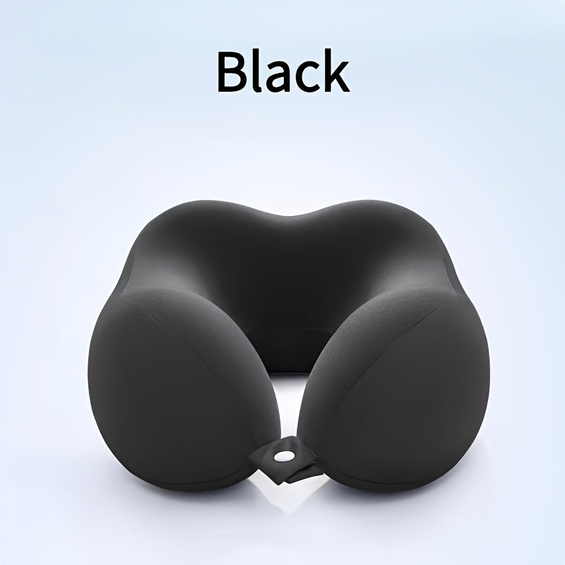 U-Shaped Neck Pillow for Travel & Office - Ergonomic Design, Medium Soft, Machine Washable, Black, Neck Pillow for Travel, Office Napping, and Relaxation, Relaxation Accessory, Modern Pillow, Comfortable Fit, Relaxation, Neck