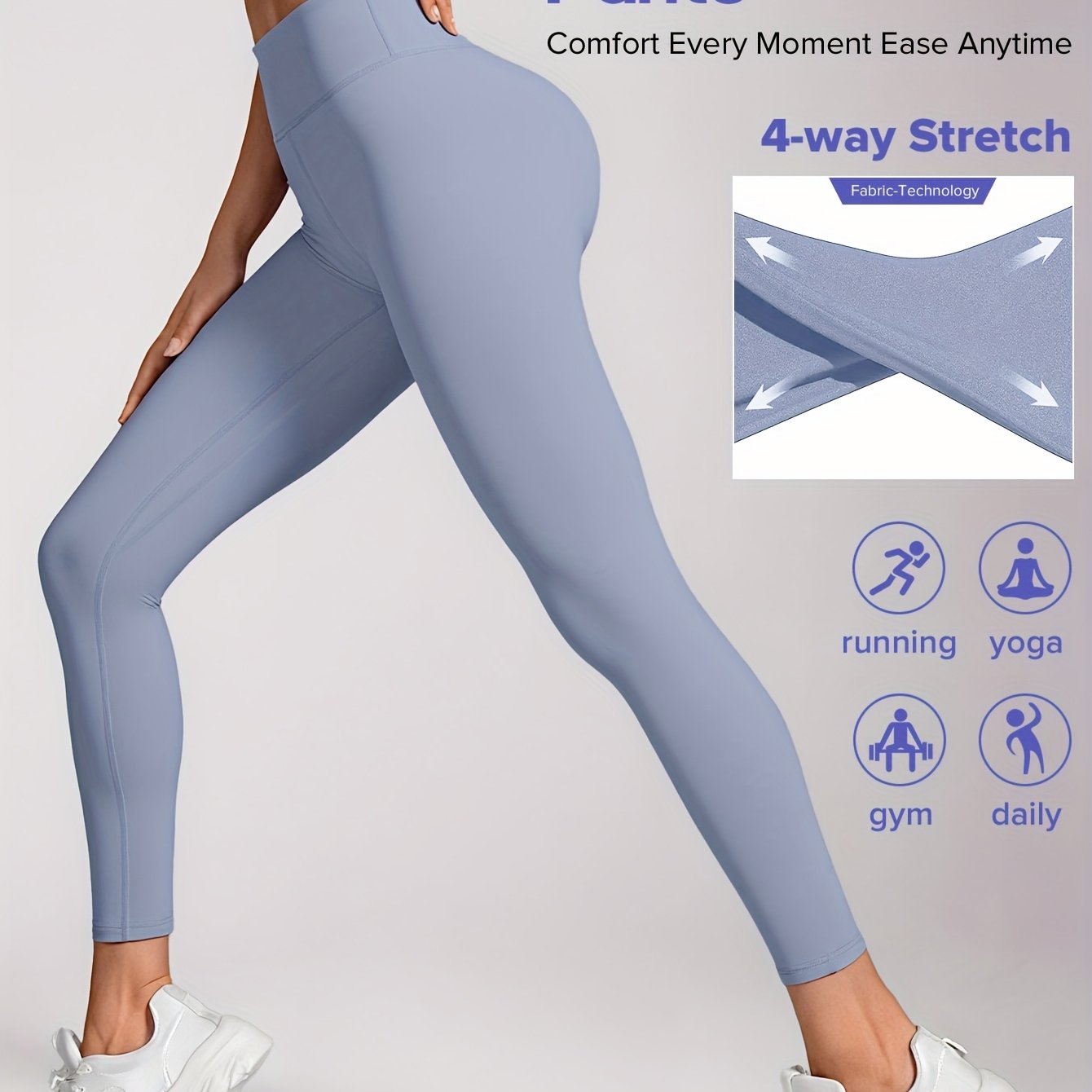 Women'S High-Waisted Elastic Yoga Pants - Compression, Stretchy & Comfortable for Fitness, Running, and Daily Wear - Solid Color Design, Workout Pants| highwaisted Leggings|Stretchy Fabri