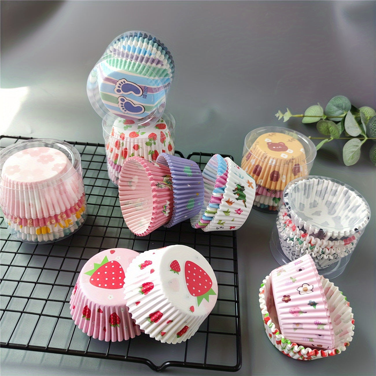 100pcs, Disposable Muffin Cups, Colorful Pattern Cupcake Cups, Greaseproof Paper Cupcake Liners, Muffin Molds, Baking Tools, Kitchen Gadgets, Kitchen Accessories
