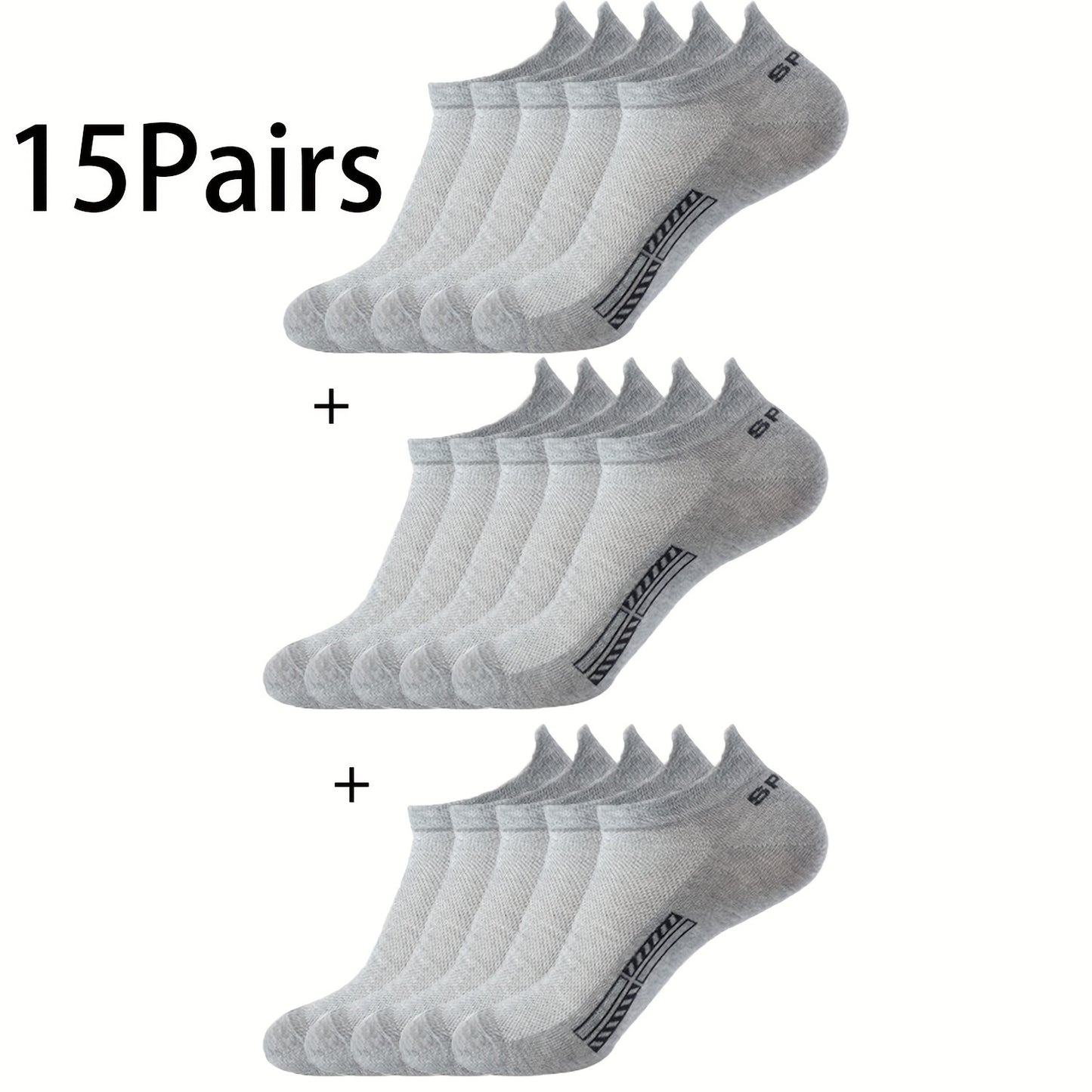 10 Pairs of Unisex No-Show Socks, Combed Cotton Breathable Mesh Casual Athletic Crew, Socks for Work, High Quality Socks for Men, Plus Size Mens Socks, Grippe Socks, Working Socks for Men, Casual Attire, Work Socks, Minimalis