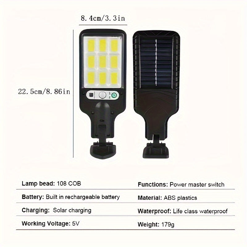 1pc Outdoor Solar Street Lights, Wall Lights, Human Body Induction Garden Lights With Remote Control, LED Wall Lights, Waterproof Garden Lights For Yard