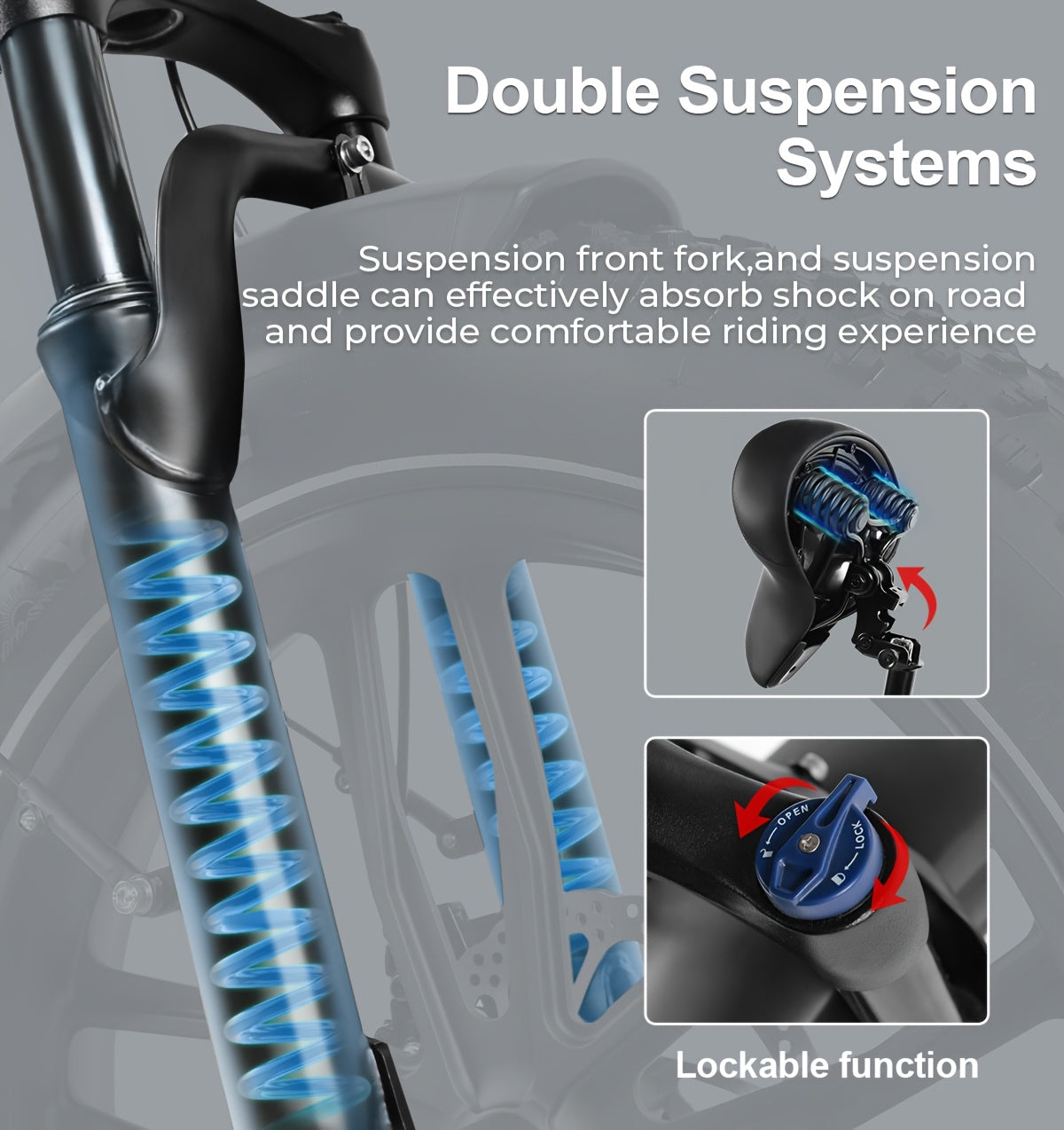 Adult E-Bike, Max 55miles And 25 KM/H City Cruising E-Bike, 50.8cm Tire Mountain Bike Commuting Snow Bike, 468WH Removable Battery, 7 Speed E-Bike, Front Suspension Bike with 6 Styles Of Hex Wrenches, 1 Screwdriver, And 2 Typ