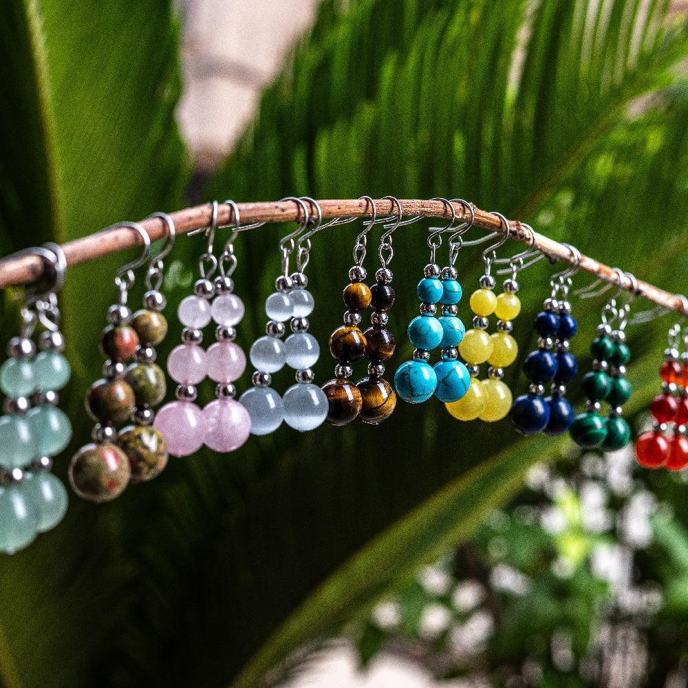 1Pair Handmade Natural Stone Earrings,Tiger Eye Bead Earrings,Aventurine Earrings,Carnelian Earrings for Women in Bohemian Style, Valentine's Day Gift