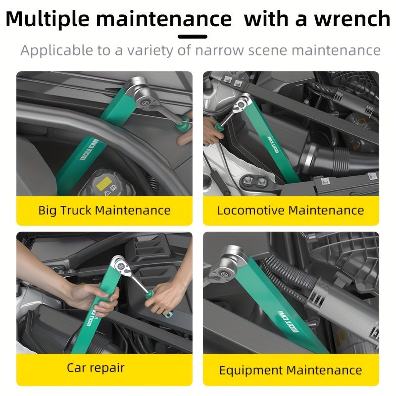 WOLLFAN Multi-Functional Extension Wrench, 39cm/15.35inch, Ratchet Conversion, Narrow Extension, Quick Release Socket, Universal Tool for Car Maintenance, Durable Material