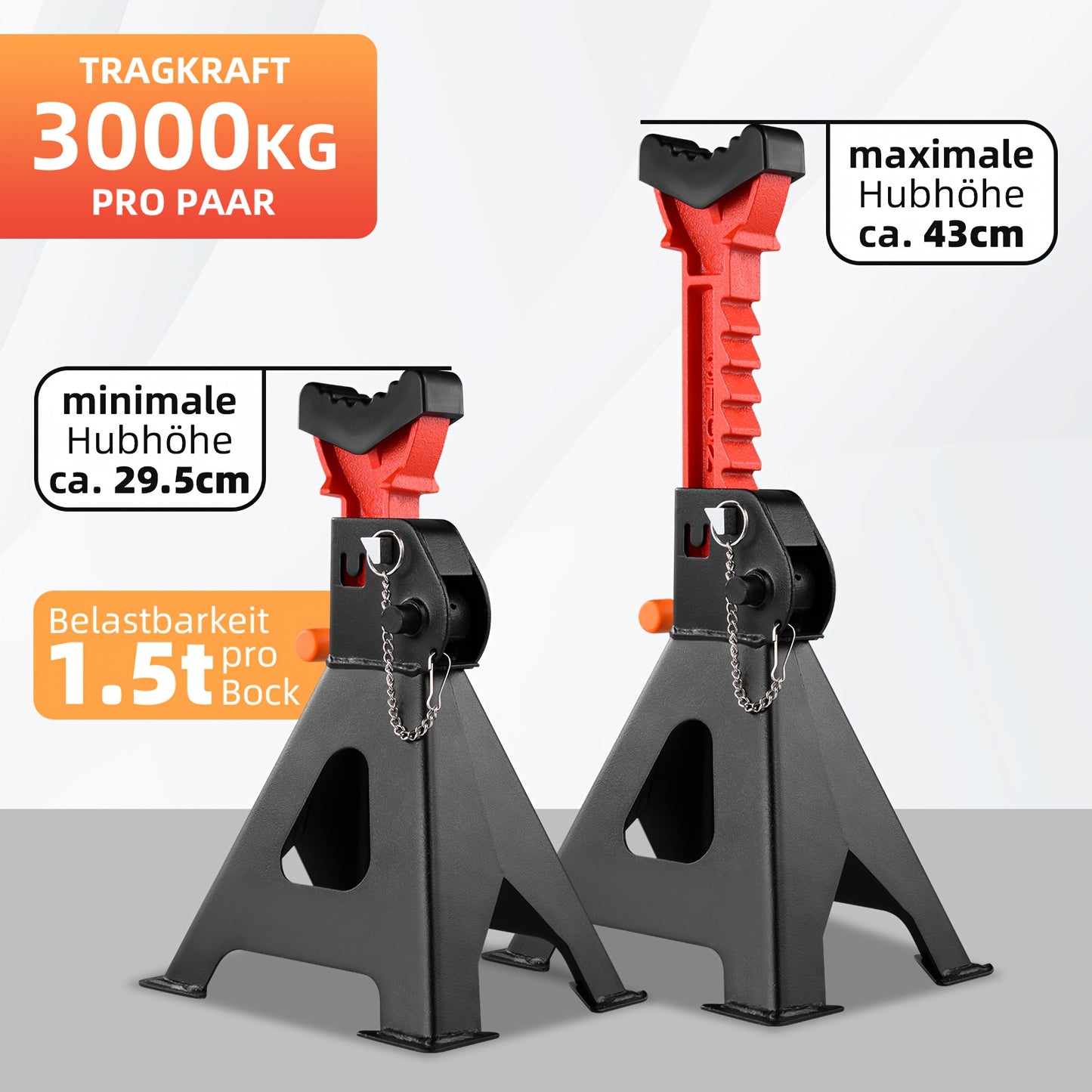 1-Pair Heavy Duty 6-Ton (12,0.0 g) & 3-Ton (6,0.0 g) Capacity Steel Jack Stands with Interlocking Stability, Secure Latches & Rubber Caps - Alloy Steel Construction, A-Frame Design for Car Repair, Vehicle Maintenance, Garage,
