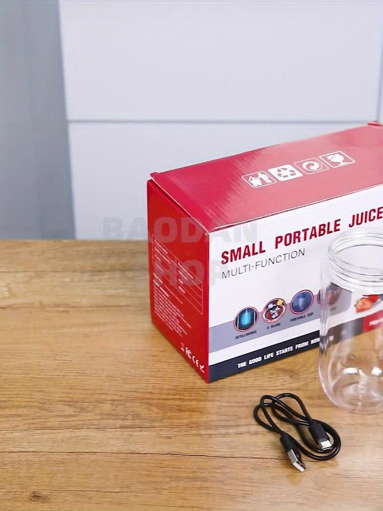 Portable Blender, Mini Smoothie and Shake Maker, USB Rechargeable Personal Mixer with 6 Blades for Fresh Juice, 430g Capacity, Stainless Steel Body, Round Shape, Ideal for Kitchen, Home, Travel - Blenders for Kitchen