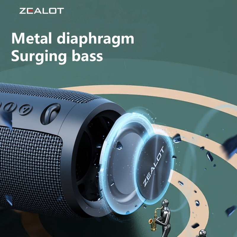 ZEALOT S51 Pro Wireless Speakers, Outdoor Portable Subwoofer Speaker, Wireless Speaker, Dual Pairing, 24 Hours Playtime Loud Stereo, Booming Bass, Charging Cable And Aux Cable, Connect with Mobile Phone/Tablet/TV, for Home, C