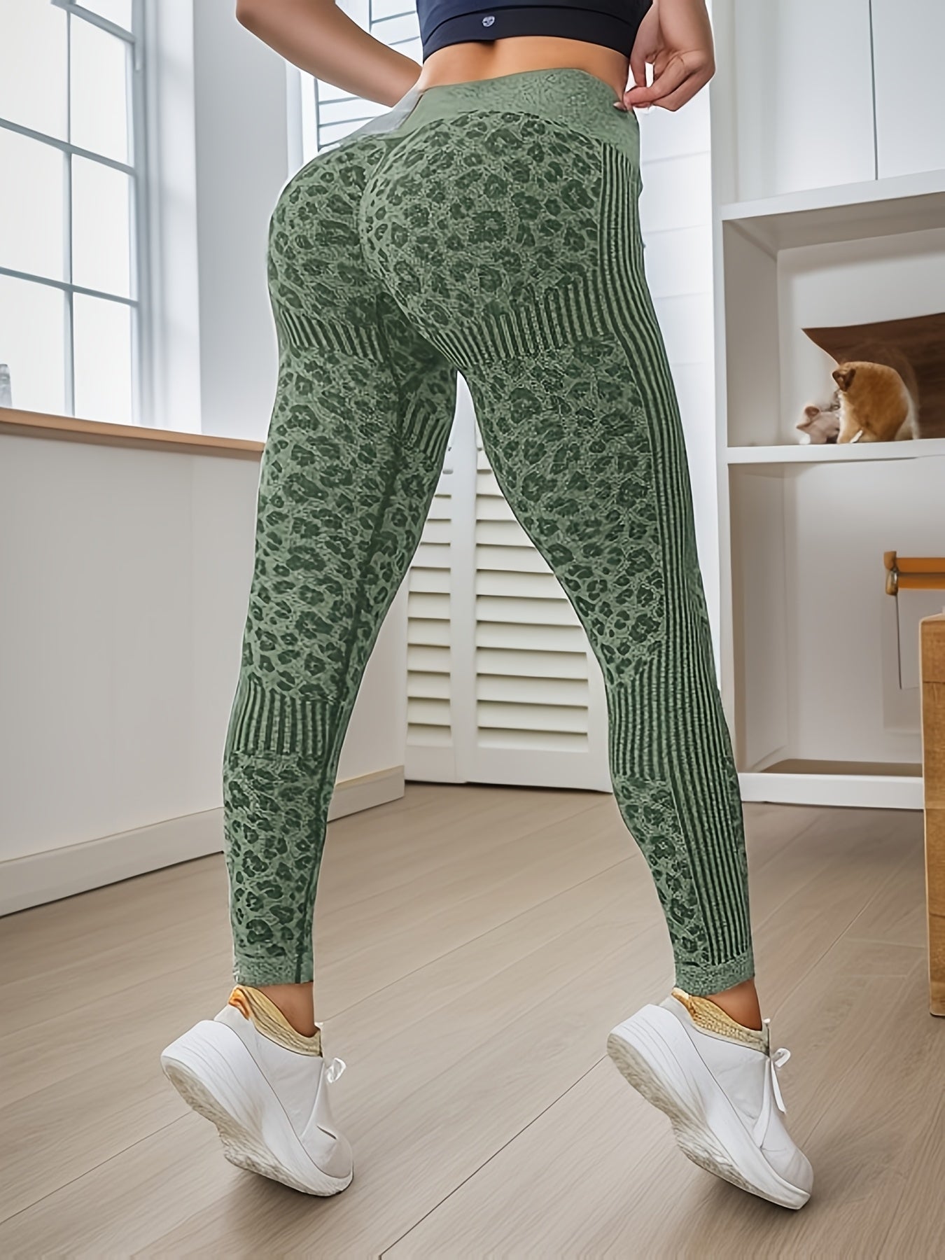 1pc Women'S Plus Size High Waist Yoga Leggings, Stretchy Athletic Pants for Fitness and Training, Breathable Sweat-Wicking Gym Wear