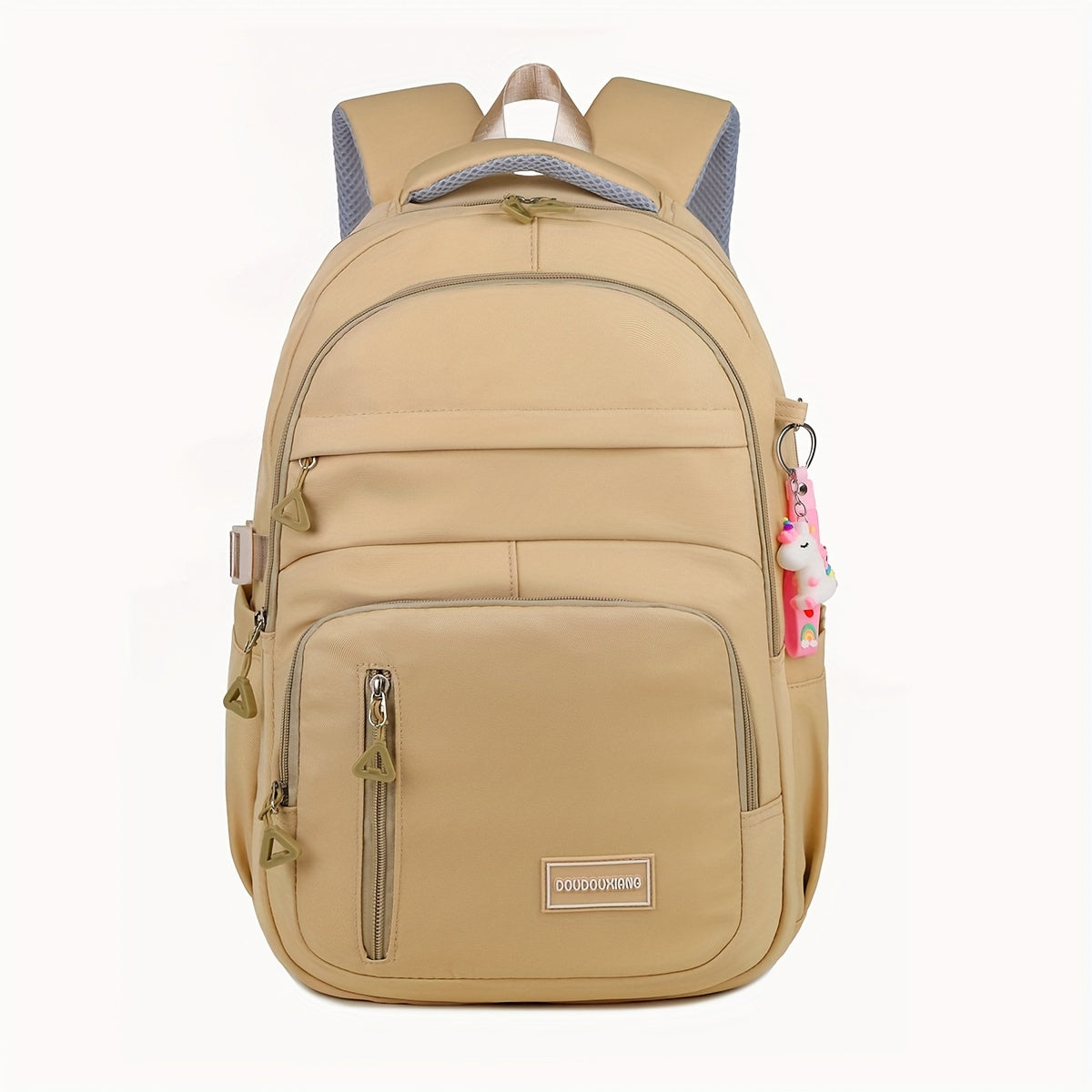 Large Capacity Double Shoulder Bag, Solid Color Fashion Casual Nylon Laptop Backpack with Adjustable Straps, Women's Stylish Versatile Cute Schoolbag