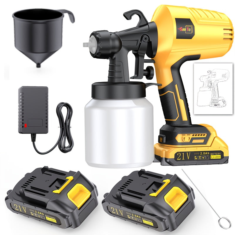 2025 New Model Wireless Paint Sprayer with Cordless High-Pressure Spray Gun - Heavy-Duty Battery-Powered Paint Gun with Ergonomic Handle, Easy-Clean Design & Large Paint Tank for Indoor/Outdoor Walls, Wood, Furniture, DIY Project
