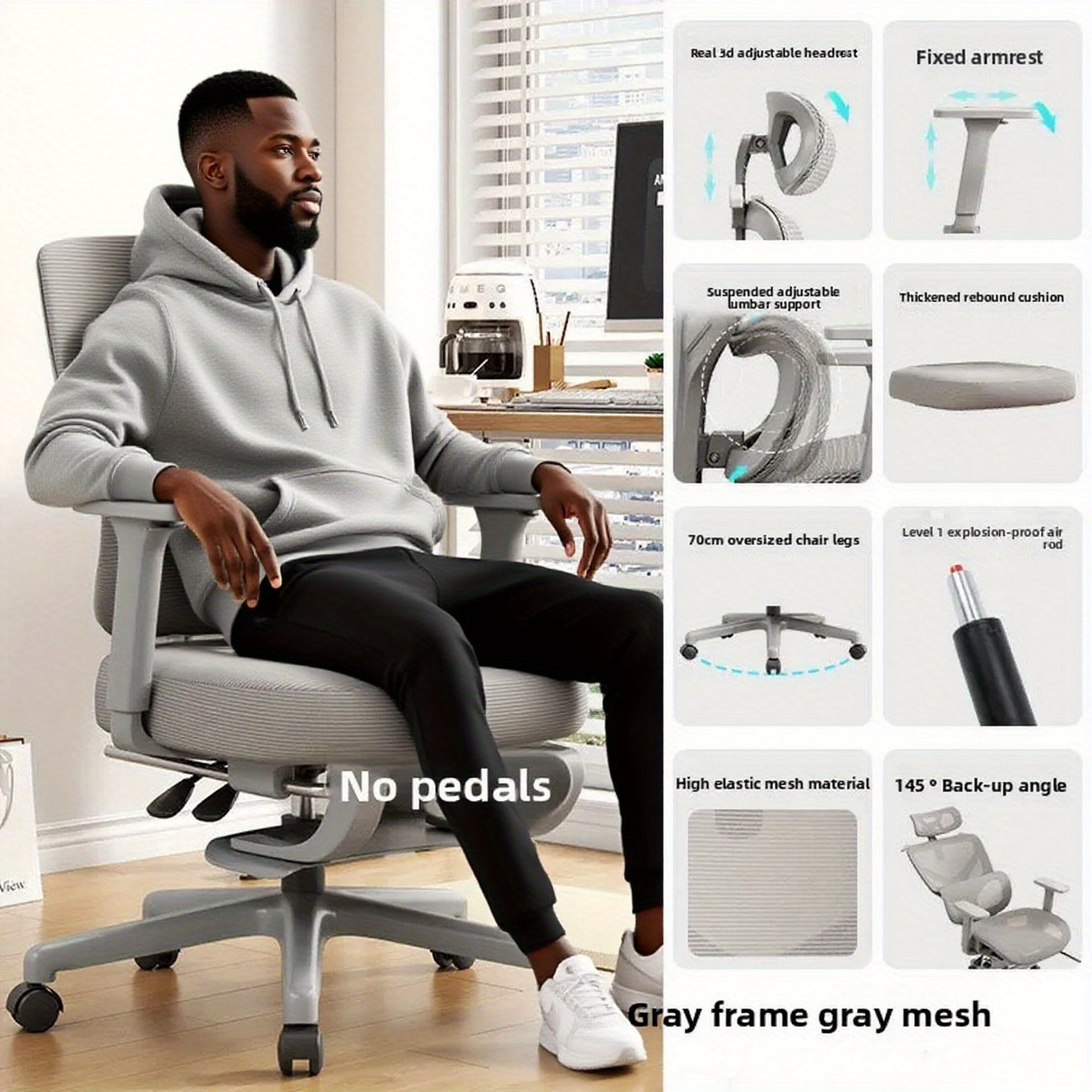 Ergonomic Chair, Comfortable Chair, Gaming Chair, Mesh Chair, Breathable Chair, Waist Support, Lumbar Support, Swivel Chair, Height Adjustable Chair, Home Office Chair, Ergonomic Chair