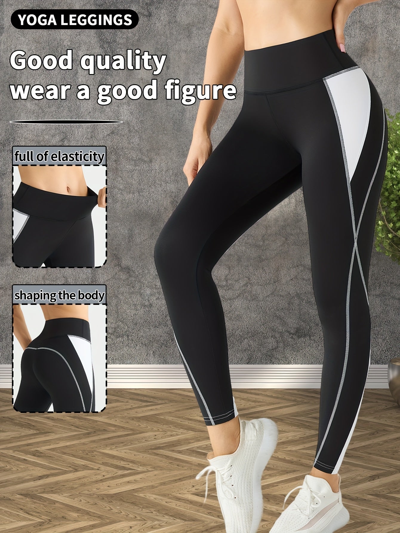 Women's High-Waisted Yoga Leggings - Butt-Lifting Tummy Control Workout Pants with Full Elasticity, Sweat Absorbent Breathable Fabric, Contrast Color Design for Gym Running Yoga & Casual Wear, Yoga Pants, Shapewear Included,