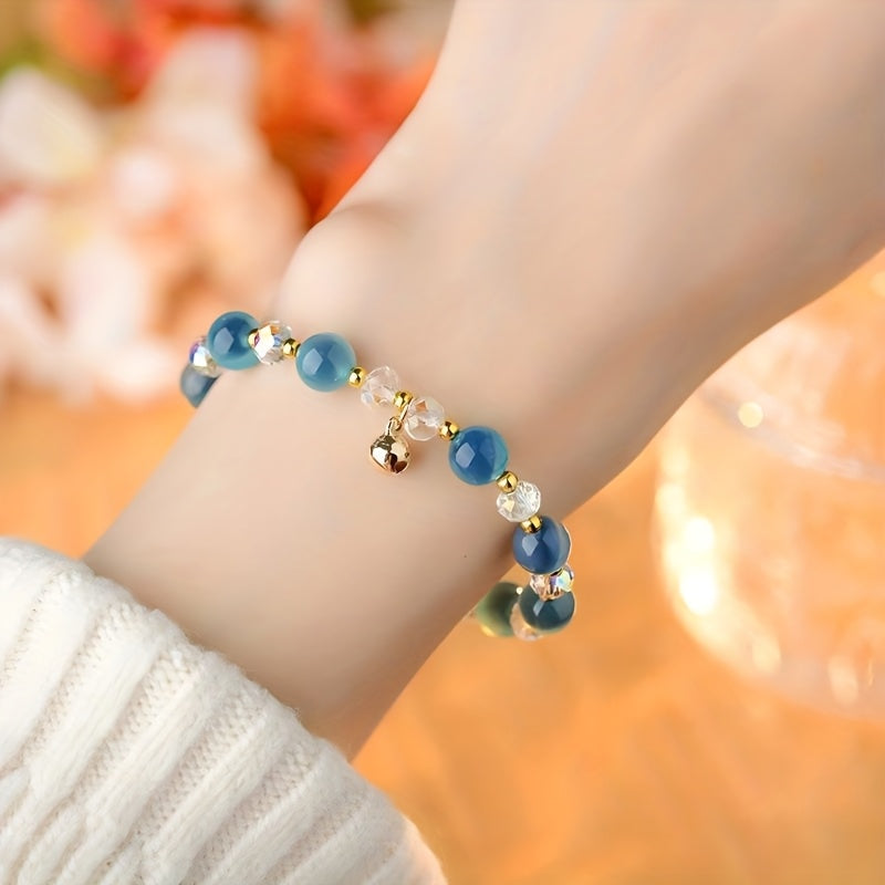1pc fashion Golden-absorbing bracelet, blue agate imitation bracelet, natural stone wealth to attract wrists, accessories for daily wear of wealth and good luck, Golden-absorbing wrists | Real stone bracelets, money bracelets