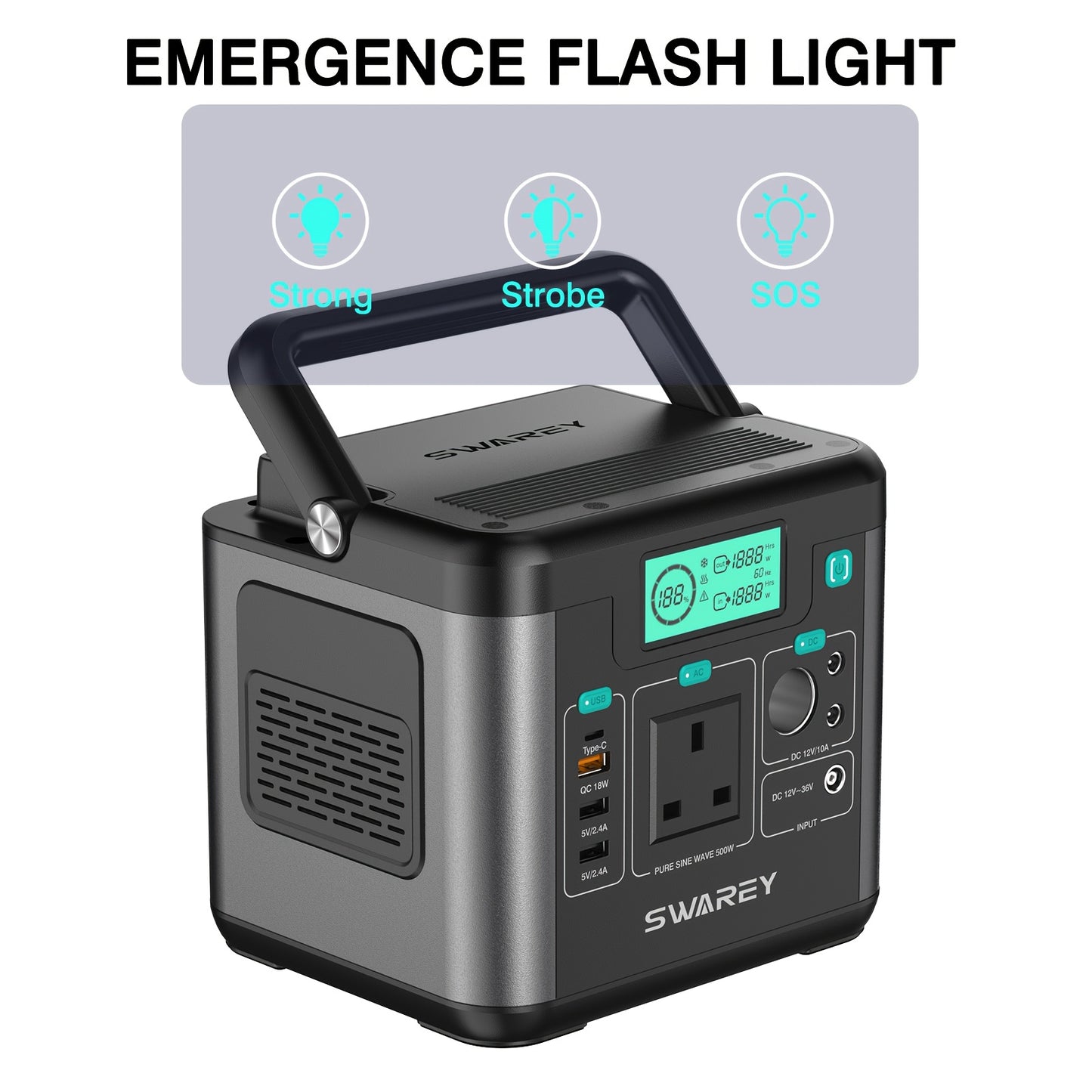 Swarey 300W Power Station with 100W Solar Panel, Power Bank with AC Outlet, 222 Wh Portabale External Battery Pack, PD 65W Fast Charging Laptop Charger Battery for Business Travel Camping Home Emergency Outage Laptop Camera
