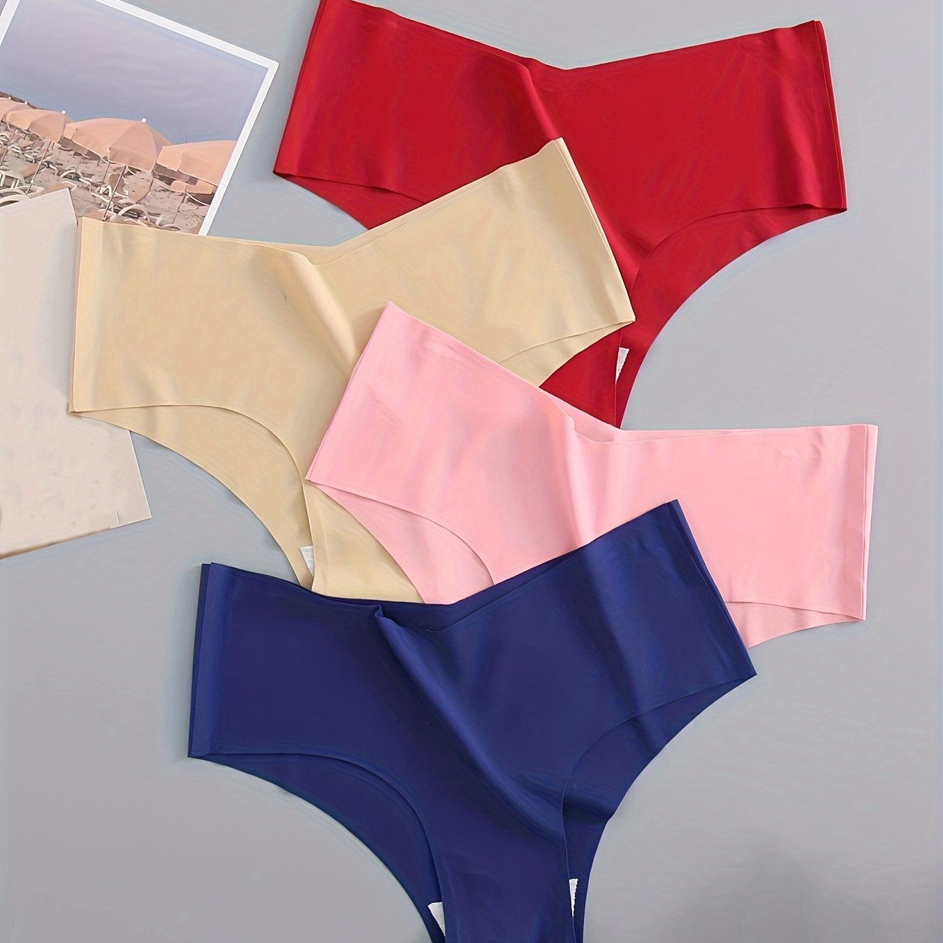4 Pack Seamless Panties, Sporty & Comfy Solid Brief Panties, Women's Lingerie & Underwear