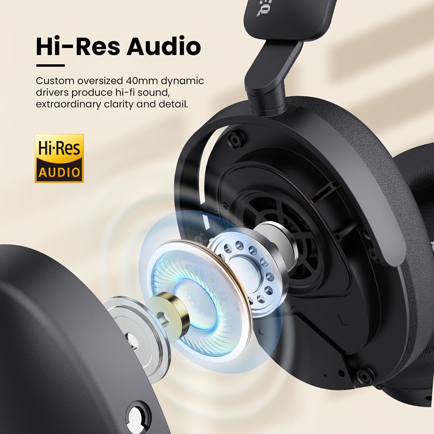 SuperEQ A200 Wireless Wireless 5.4 Headphones Hybrid Active Noise Canceling Over Ear Headset Hi-Res Audio 6-Mic AI ENC 100hrs Playtime APP Control