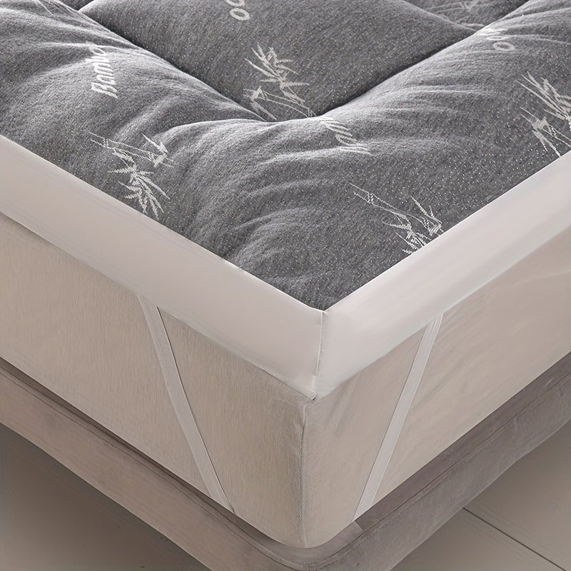 Ultra Soft King Size Mattress Topper - Bamboo Pillow Top Mattress Pad for Pressure Relief, Cooling & Breathable, Foldable Design, All-Size for Bedroom, Hotel, Dorm, Camping - Green Grey, Perfect Holiday Gift, Dorm Room Essent